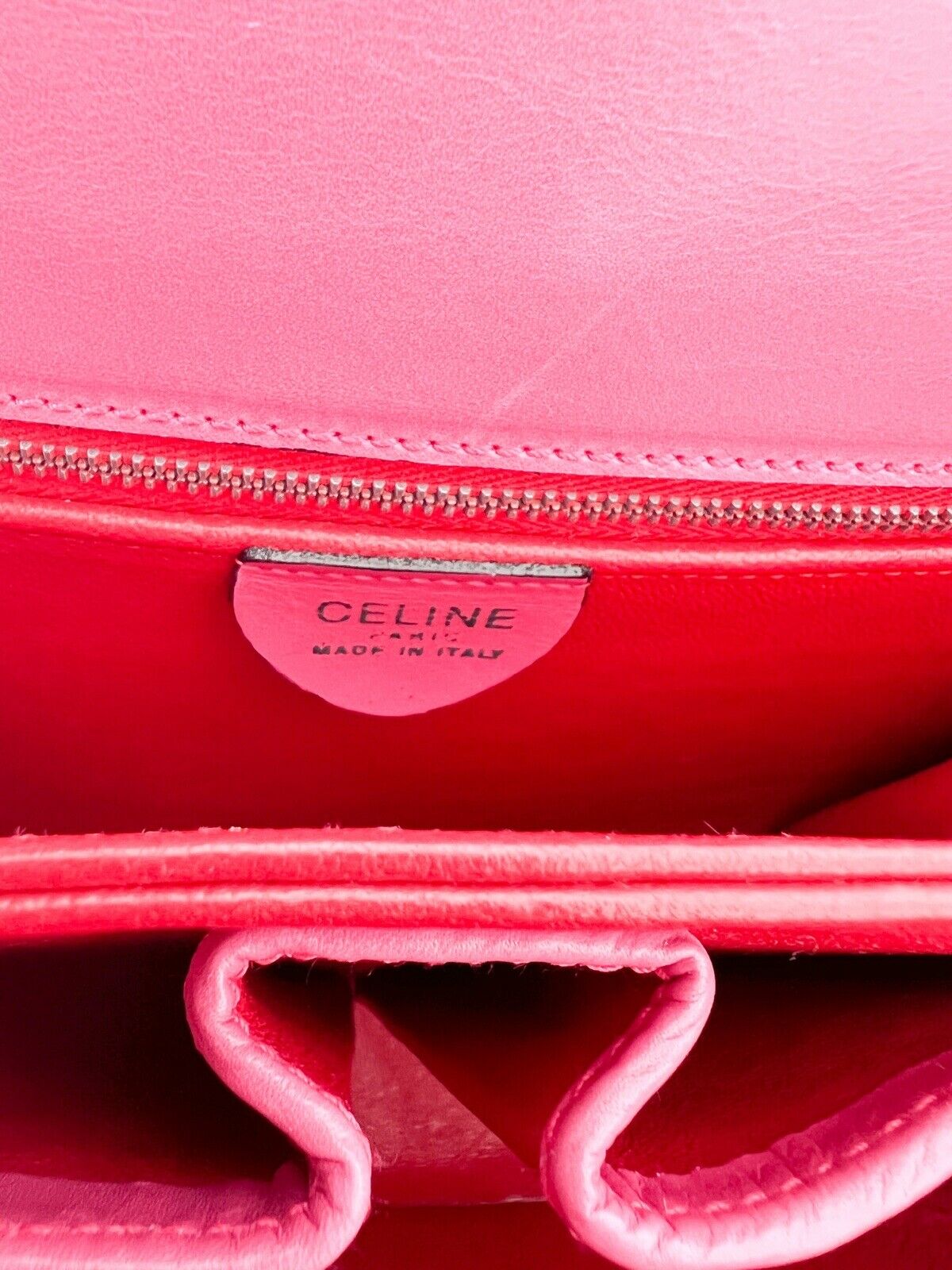 【SOLD OUT】CELINE Leather Shoulder Bag Crossbody Bag Pink Made in Italy Vintage