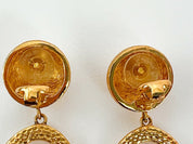 【SOLD OUT】Christian Dior Germany Vintage Clip on Hoop Earrings Dangle Drop Gold Tone