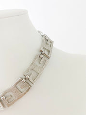 Givenchy Paris New York 1978 Vintage Silver Tone Logo Link Necklace Choker