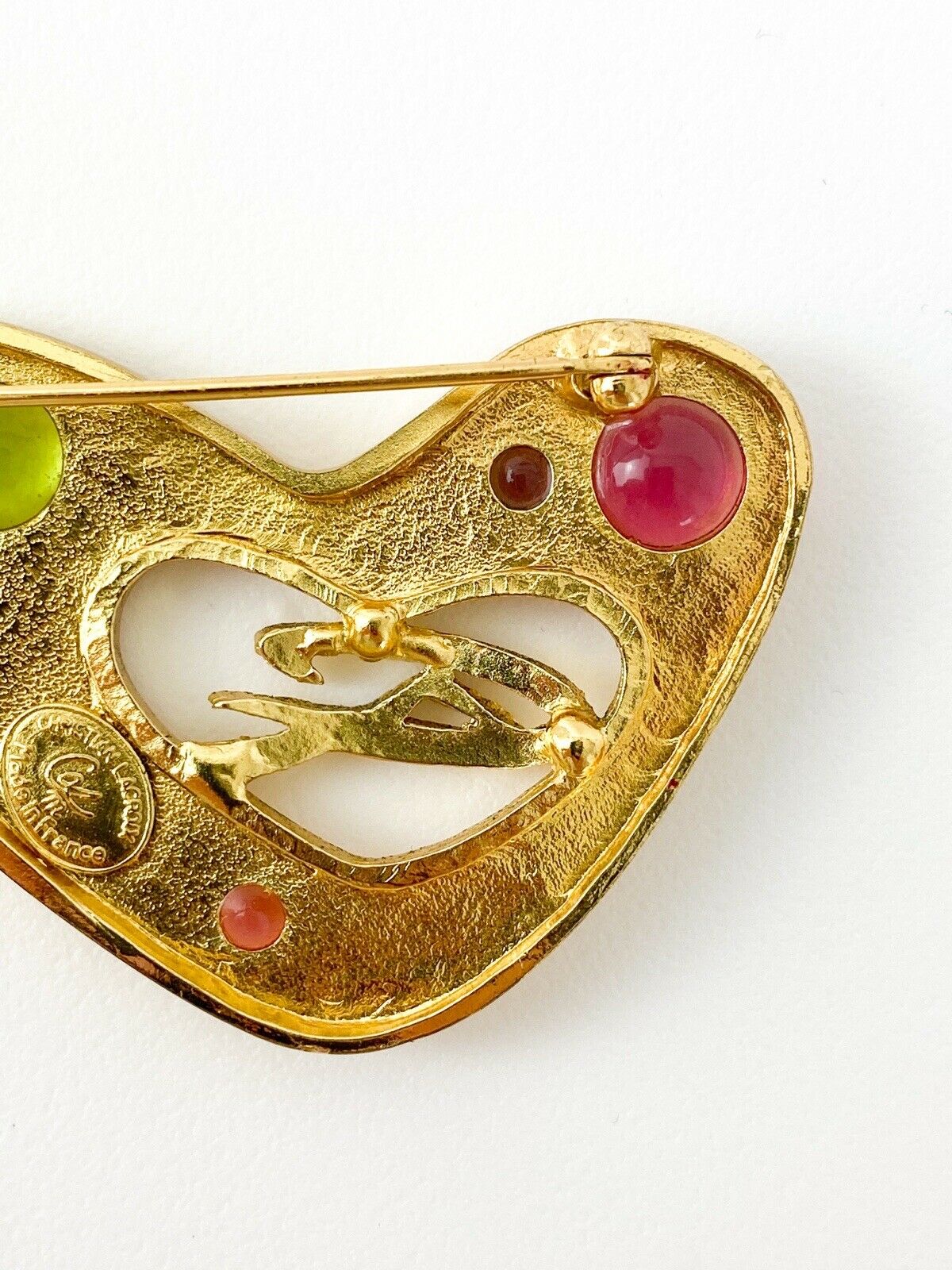 Christian Lacroix Vintage Gold Tone Heart Brooch Pin Made in France