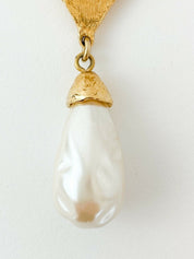 【SOLD OUT】YSL Yves Saint Laurent Vintage Gold Tone Heart Drop Brooch Pin Faux Pearl