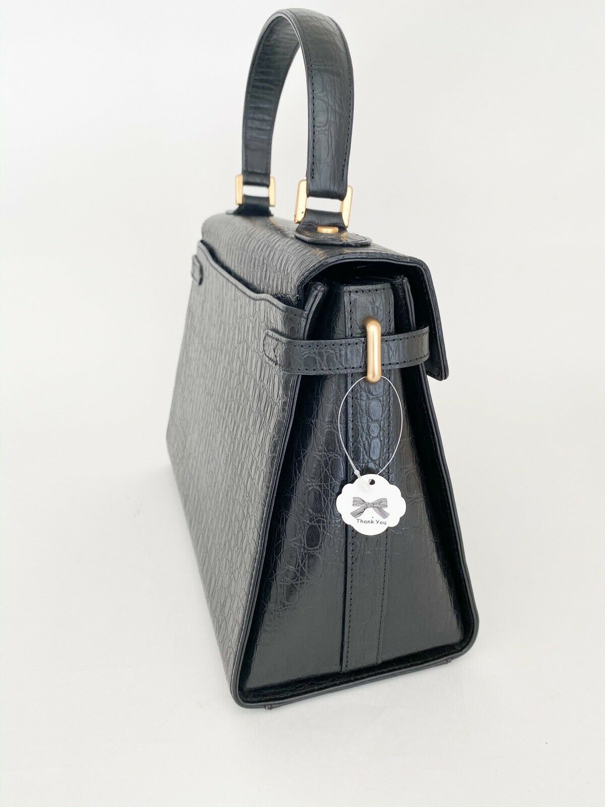 Valentino Garavani Black Top Handle Leather Bag Black Vintage