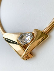 P&M Paris Massive Rhinestones Gold Tone Choker Necklace Vintage