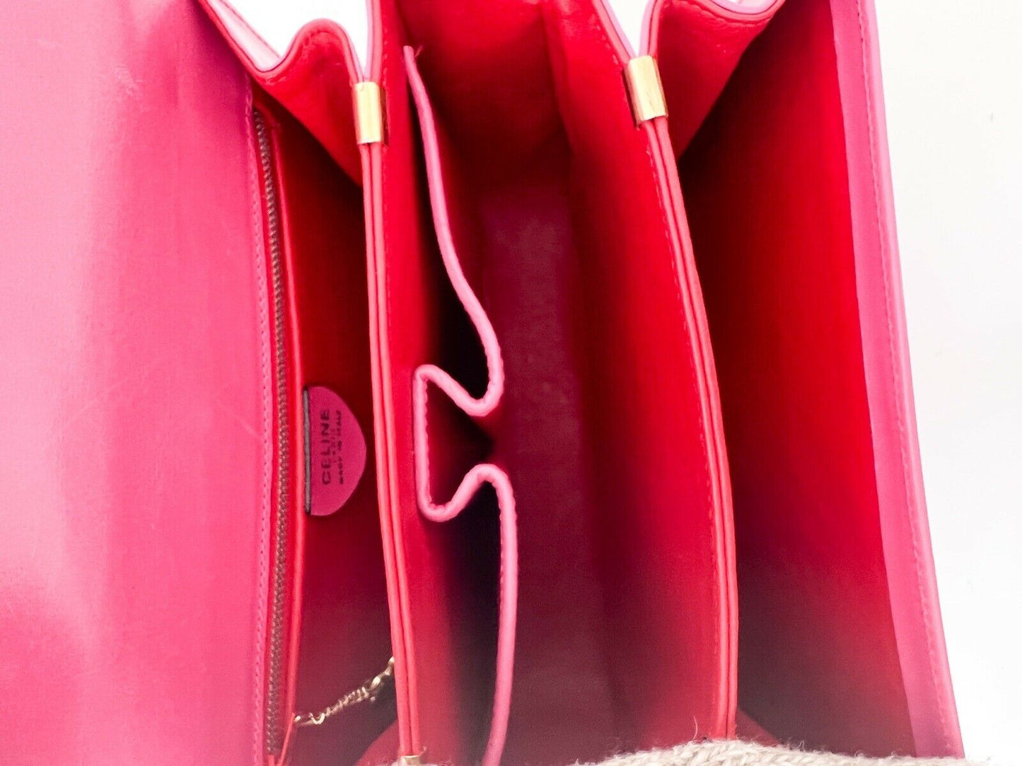 【SOLD OUT】CELINE Leather Shoulder Bag Crossbody Bag Pink Made in Italy Vintage