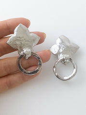 【SOLD OUT】YSL Yves Saint Laurent Vintage Silver Tone Earrings Clover Hoop