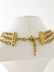 【SOLD OUT】Karl Lagerfeld Vintage Gold Tone 3 Row Chain Necklace Extra Large
