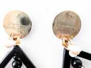 【SOLD OUT】Giorgio Armani Vintage Gold Tone Massive Dangle Hoop Earrings Black Red