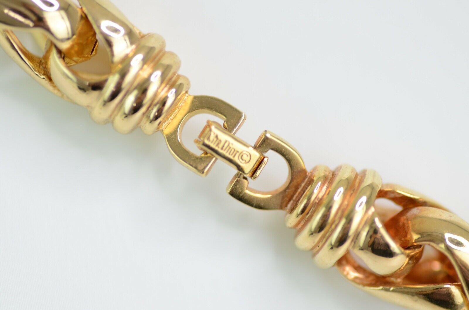 Christian Dior Gold Tone Chain Choker Necklace Bracelet Gorgeous Sets Vintage