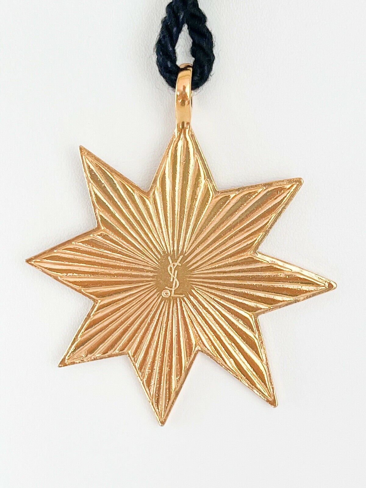 YSL Jewelry Yves Saint Laurent Necklace, YSL Star Pendant Necklace, Y2k Black Cord Necklace, Vintage Jewelry gold, Jewelry necklace