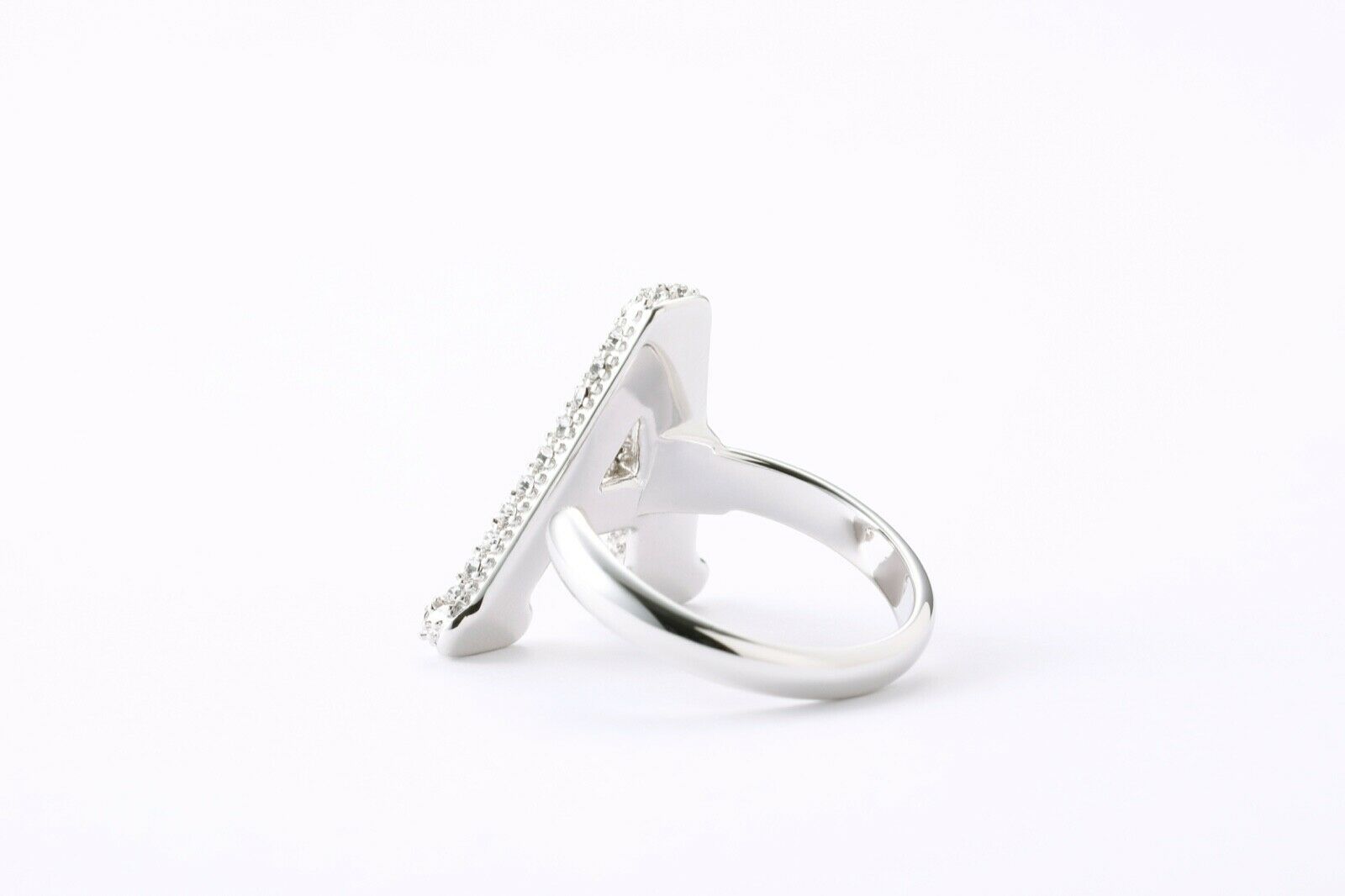  Alphabet Ring A, Initial Ring, Statement Ring, Silver Ring, Swarovski Crystals Rhinestone, Free Size, Sterling Silver Ring, Rhodium plated