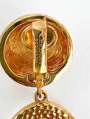 【SOLD OUT】Christian Dior Germany Vintage Clip on Hoop Earrings Dangle Drop Gold Tone