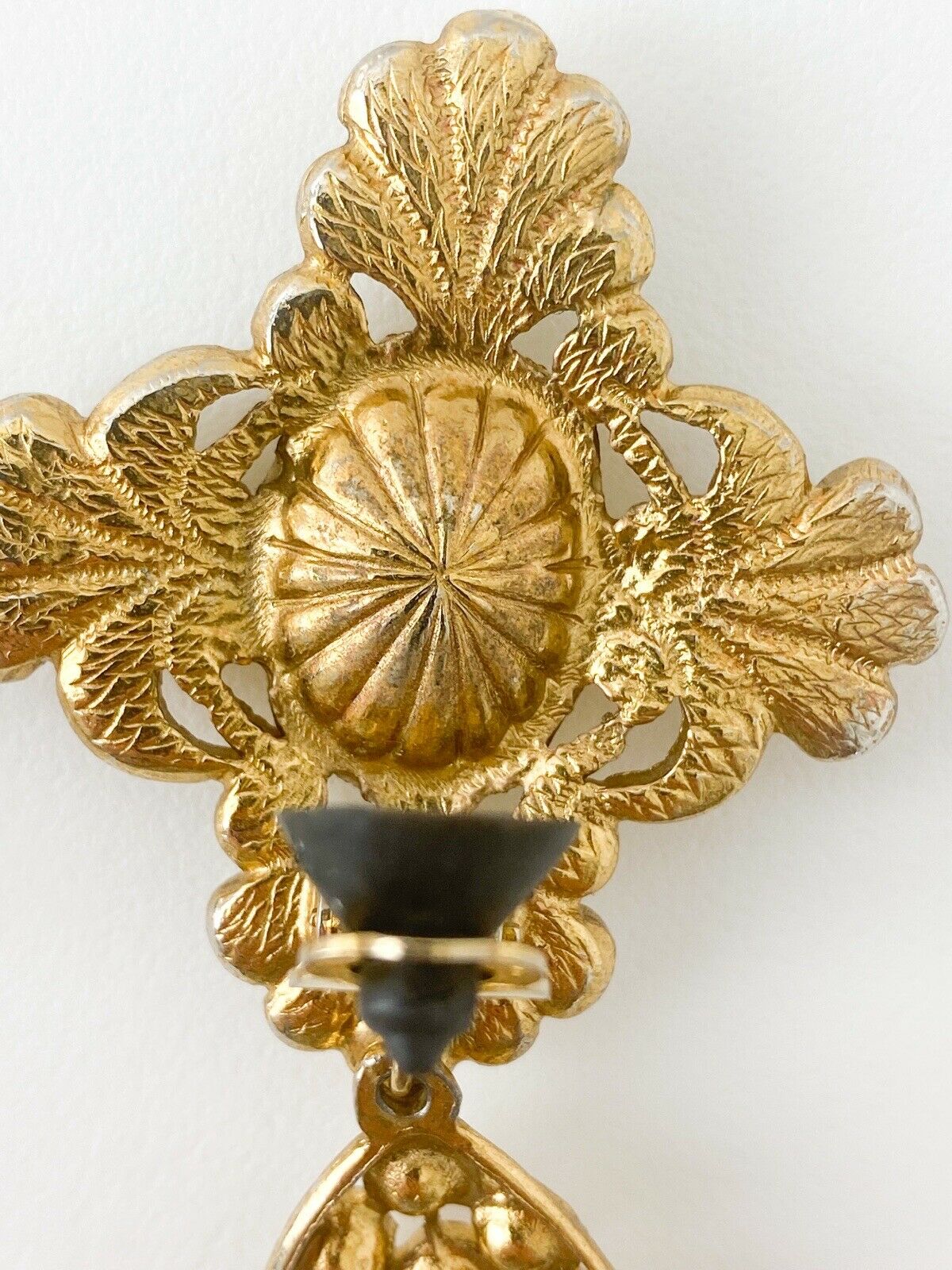 YSL Yves Saint Laurent Vintage Gold Tone Massive Dangle Earrings