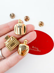 Christian Dior Gold Tone Mini Brooch Pin Sets Perfumes Bottles