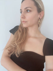 JEAN LOUIS SCHERRER Vintage Gold Tone Dangle Earrings Cabochon