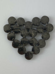 GIORGIO ARMANI Massive Heart Brooch Pin Crystal Rhinestone