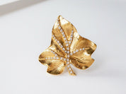 【SOLD OUT】Jacques Fath Gold Tone Leaf Earrings Made in France Vintage