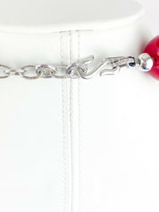 YSL Yves Saint Laurent Vintage Silver Tone Red Massive Bead Choker Necklace