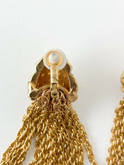 【SOLD OUT】NINA RICCI Gold Tone Long Drop Earrings Fringe Chain