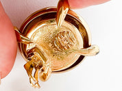 1980`s Yves Saint Laurent Large Earrings Round Made in France, YSL Vintage Clip-on earrings