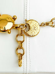 YSL Yves Saint Laurent Vintage Necklace Gold Tone Round Charm Made in France