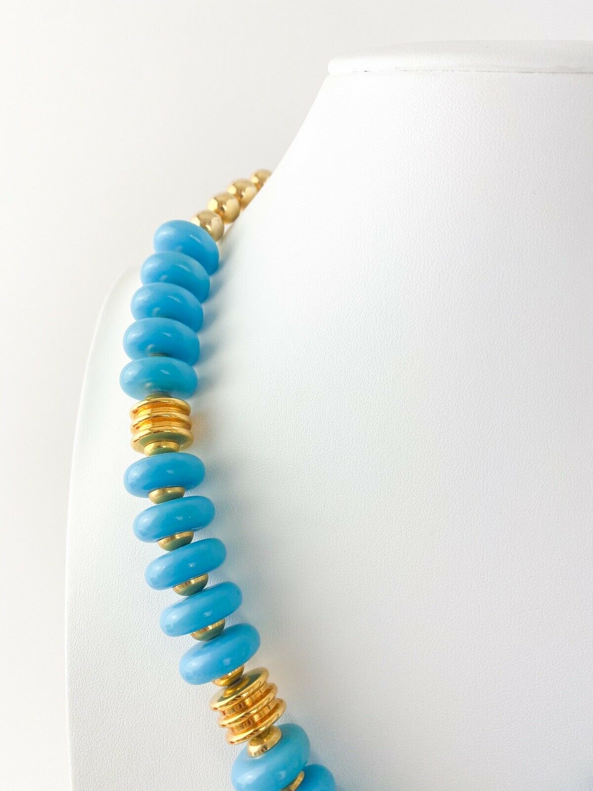 Vintage YSL Necklace, Yves Saint Laurent, Rare Jewelry, Turquoise Necklace, Gold Tone Necklace, Blue Chunky Necklace, Adjustable Length