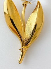 Swarovski Vintage Gold Tone Crystal Brooch Pin Tulips Beautiful