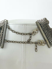CHANEL Silver Tone Metallic Massive Choker Collar Necklace Beads Made in France