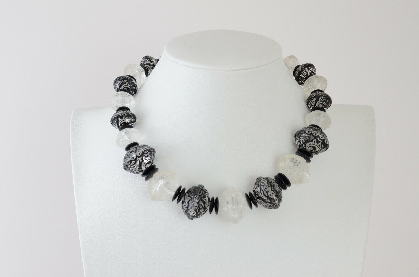 Jean Louis Scherrer Paris Elegant Necklace Clear And Black Vintage