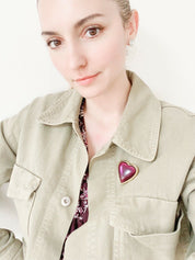 YSL Yves Saint Laurent Vintage Heart Brooch Pin Purple