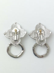 【SOLD OUT】YSL Yves Saint Laurent Vintage Silver Tone Earrings Clover Hoop
