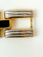 CAROLEE Vintage Gold & Silver Tone Massive Bracelet Bangle Black & Earrings Sets