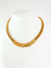 【SOLD OUT】Moschino Vintage Gold Tone Choker Necklace Chain Logo Charm