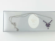 Christian Dior Germany Vintage Silver Tone Choker Necklace Rhinestone Purple