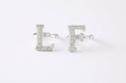 Alphabet Ring Initial F Swarovski Crystals Free Size Sterling Silver 925 Rhodium Plated