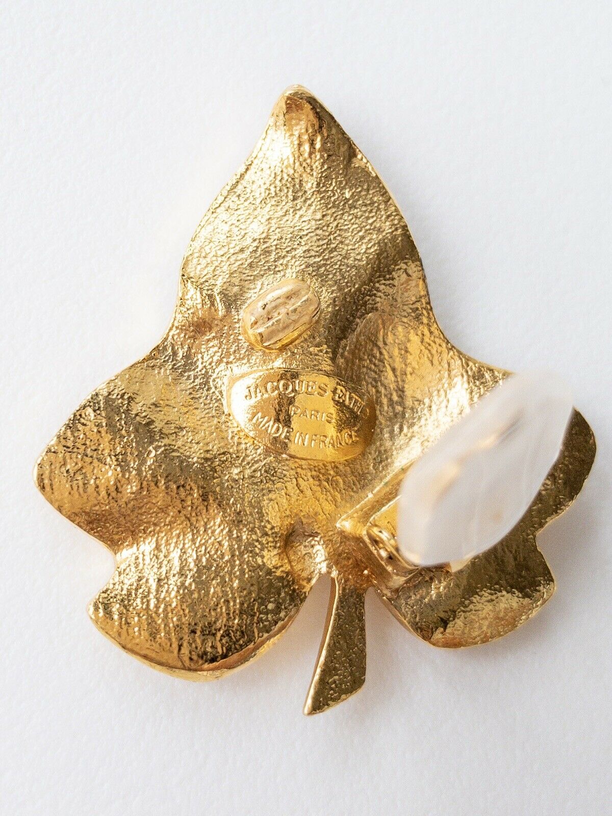 【SOLD OUT】Jacques Fath Gold Tone Leaf Earrings Made in France Vintage