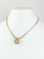 【SOLD OUT】YSL Yves Saint Laurent Vintage Gold Tone Dew Drop Choker Necklace Rhinestones