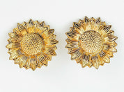 KENZO Paris Vintage Sunflower Clip-on Earrings Gold Tone Beautiful