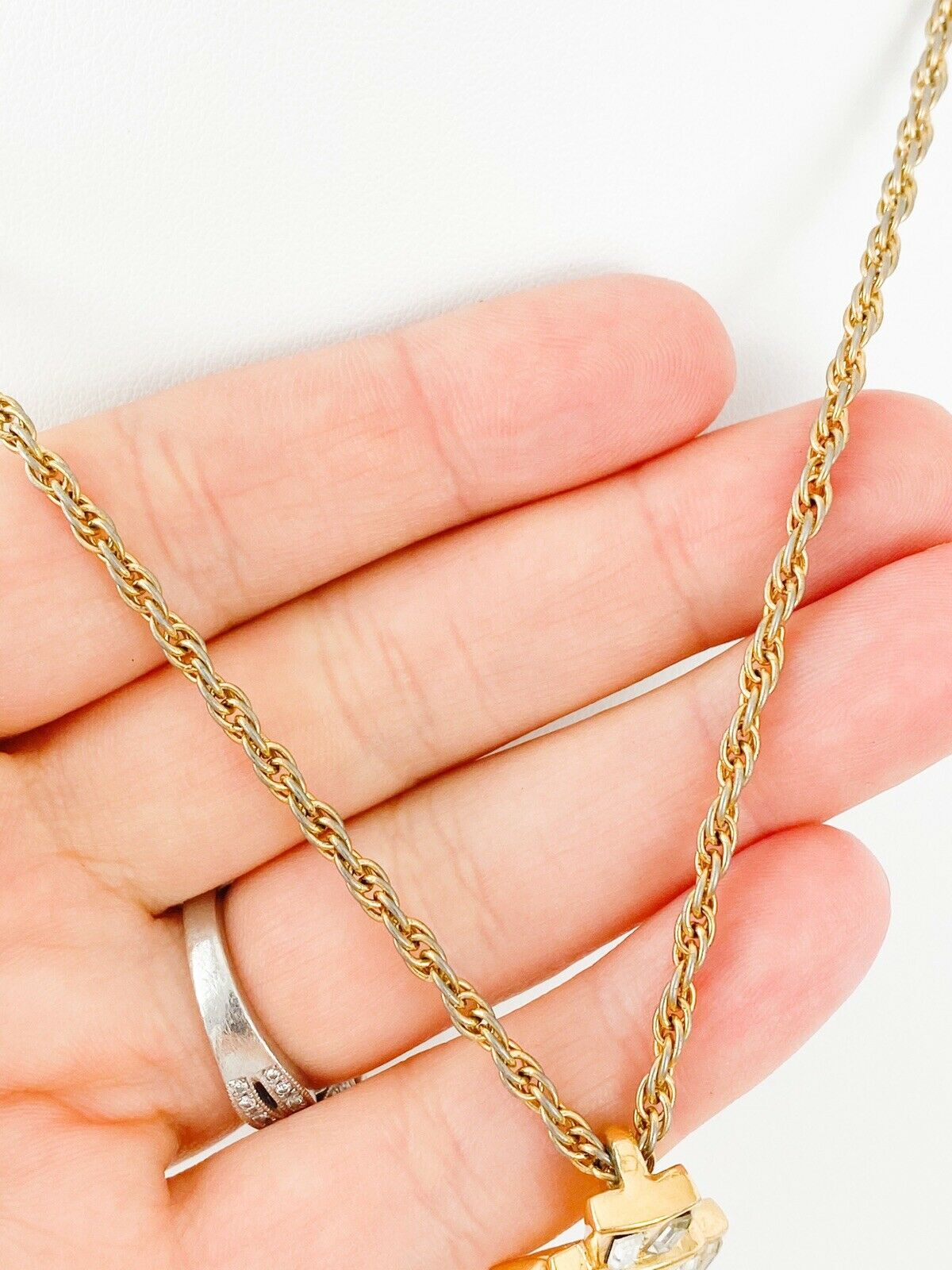 【SOLD OUT】YSL Yves Saint Laurent Vintage Gold Tone Necklace Massive Rhinestones