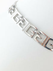 Givenchy Paris New York 1978 Vintage Silver Tone Logo Link Necklace Choker