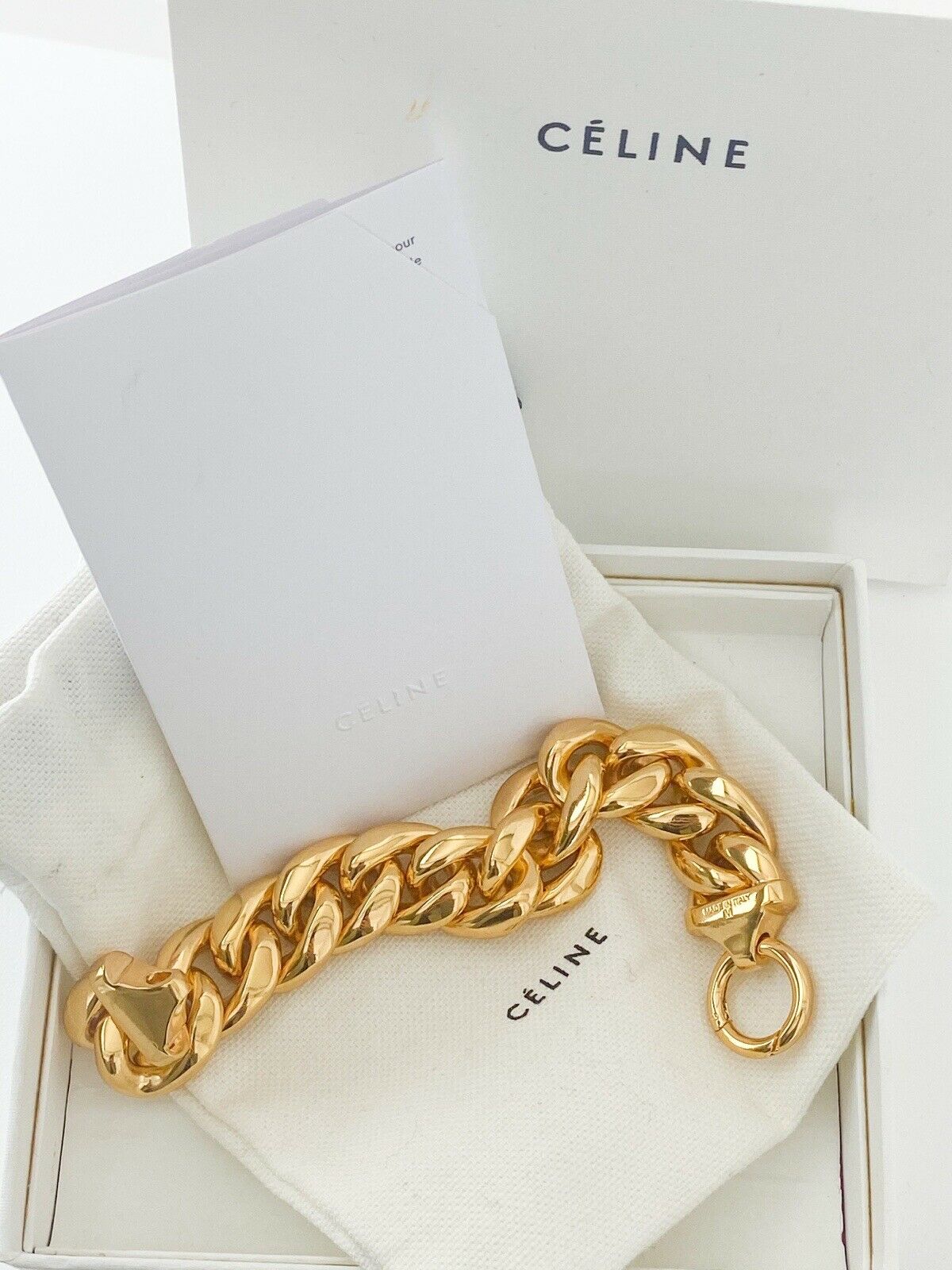 【SOLD OUT】Celine Vintage Gold Tone Phoebe Philo Chain Bracelet Made in Italy