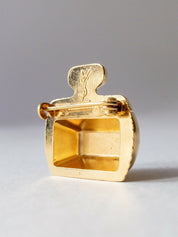 YSL Yves Saint Laurent Perfume Bottle Gold Tone Brooch Pin Vintage