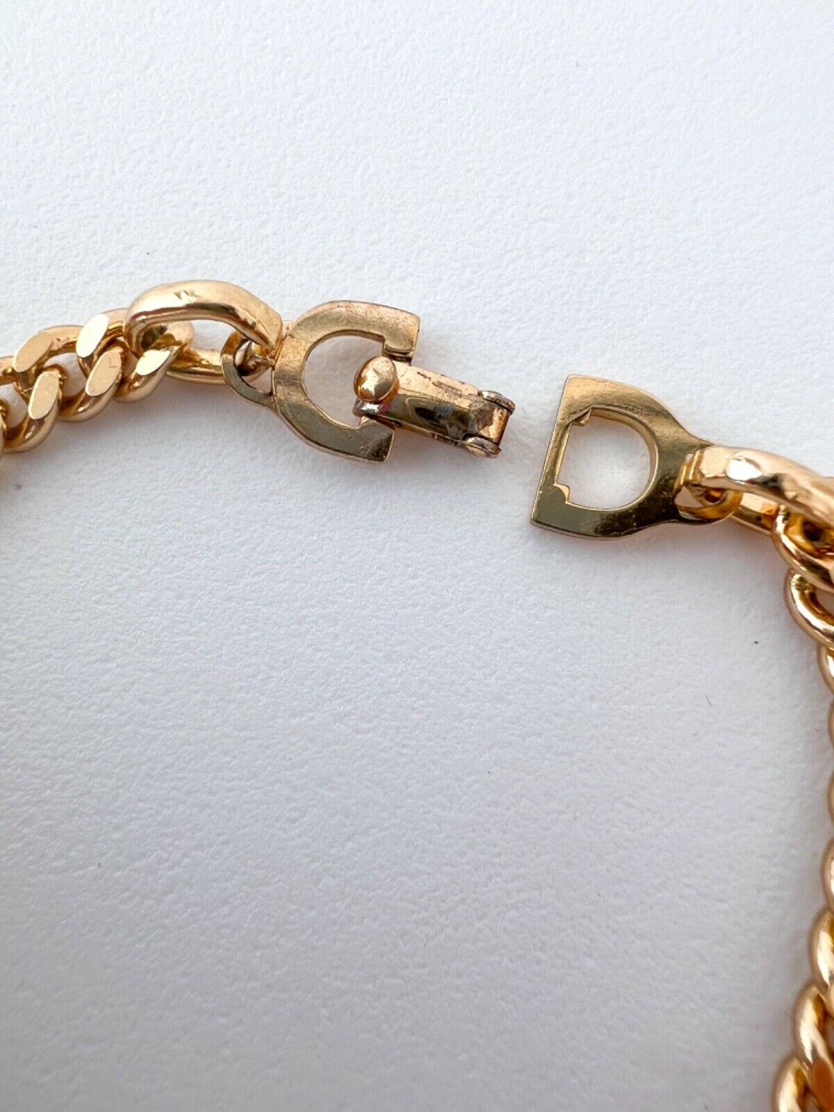 Christian Dior Gold Tone Vintage Chain Charm Bracelet CD Logo Rhinestones