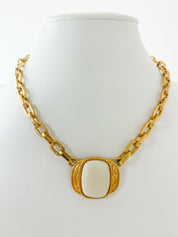 YSL Yves Saint Laurent Vintage Chain Necklace White Gripoix