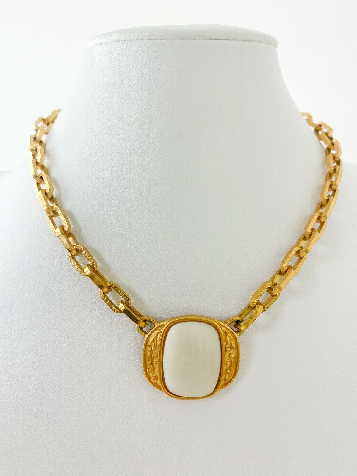 YSL Yves Saint Laurent Vintage Chain Necklace White Gripoix