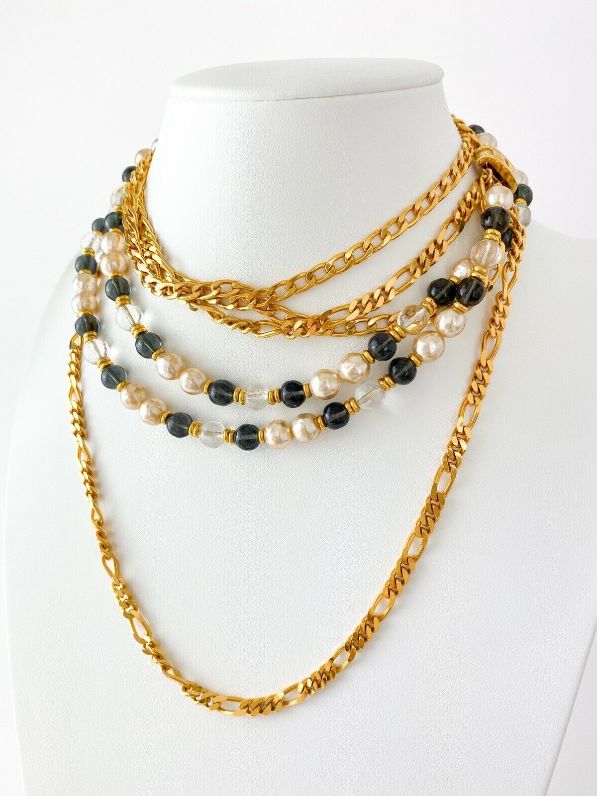 Lanvin  Paris Faux pearl and Glass Beads Multi-Strand Long Necklace Very Rare 2 Ways