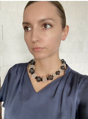 Jean Louis Scherrer Paris Elegant Necklace Clear And Black Vintage