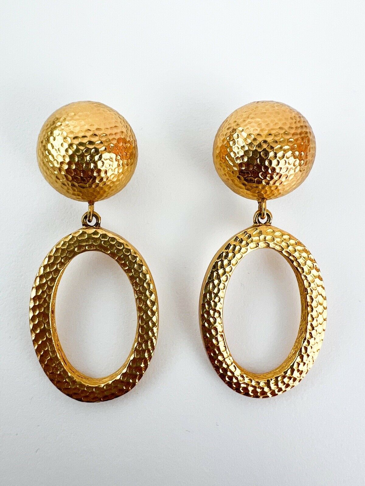 【SOLD OUT】Christian Dior Germany Vintage Clip on Hoop Earrings Dangle Drop Gold Tone