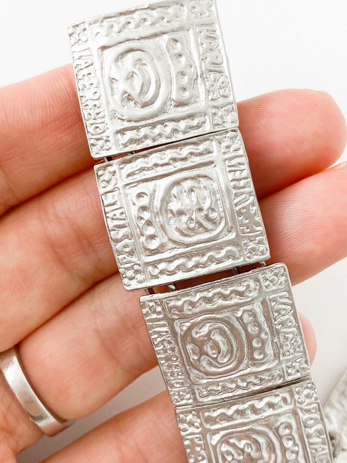 Karl Lagerfeld Vintage Silver Tone Bracelet Postcard KL logo