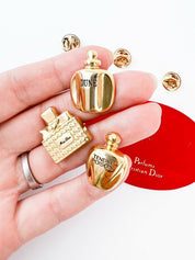 Christian Dior Gold Tone Mini Brooch Pin Sets Perfumes Bottles