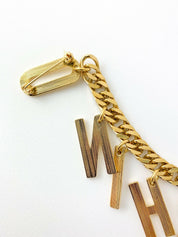 【SOLD OUT】Moschino Vintage Gold Tone Chain Logo Drop Brooch Pin